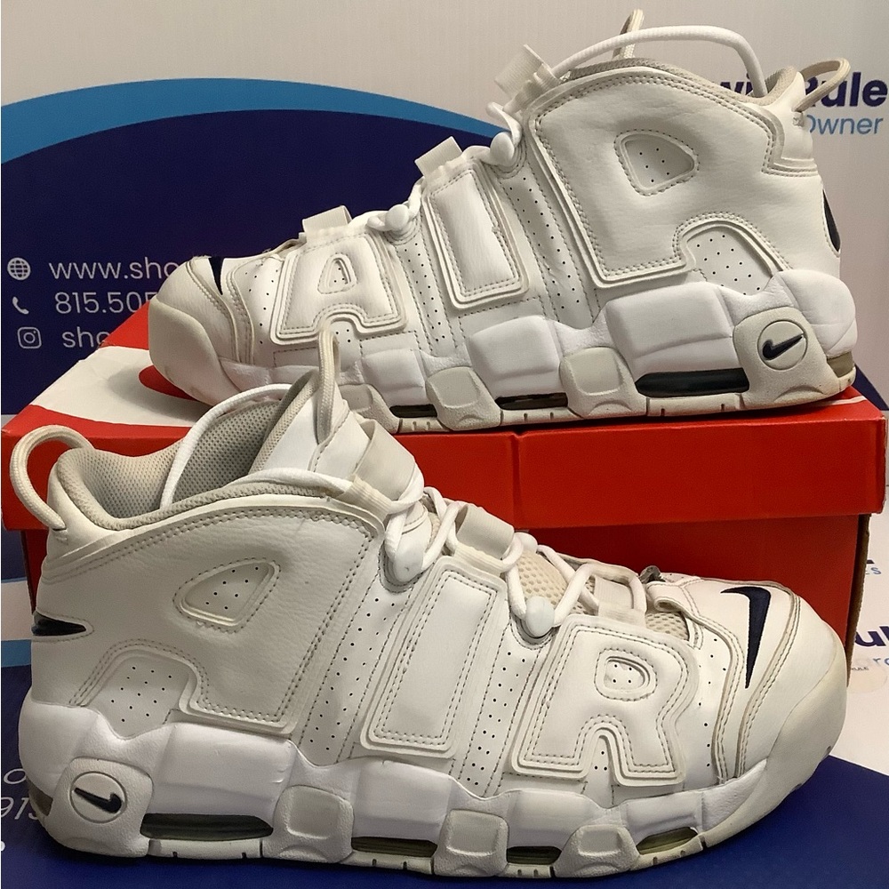 Nike Air More Uptempo 96 White Midnight Navy Men’s Size 14